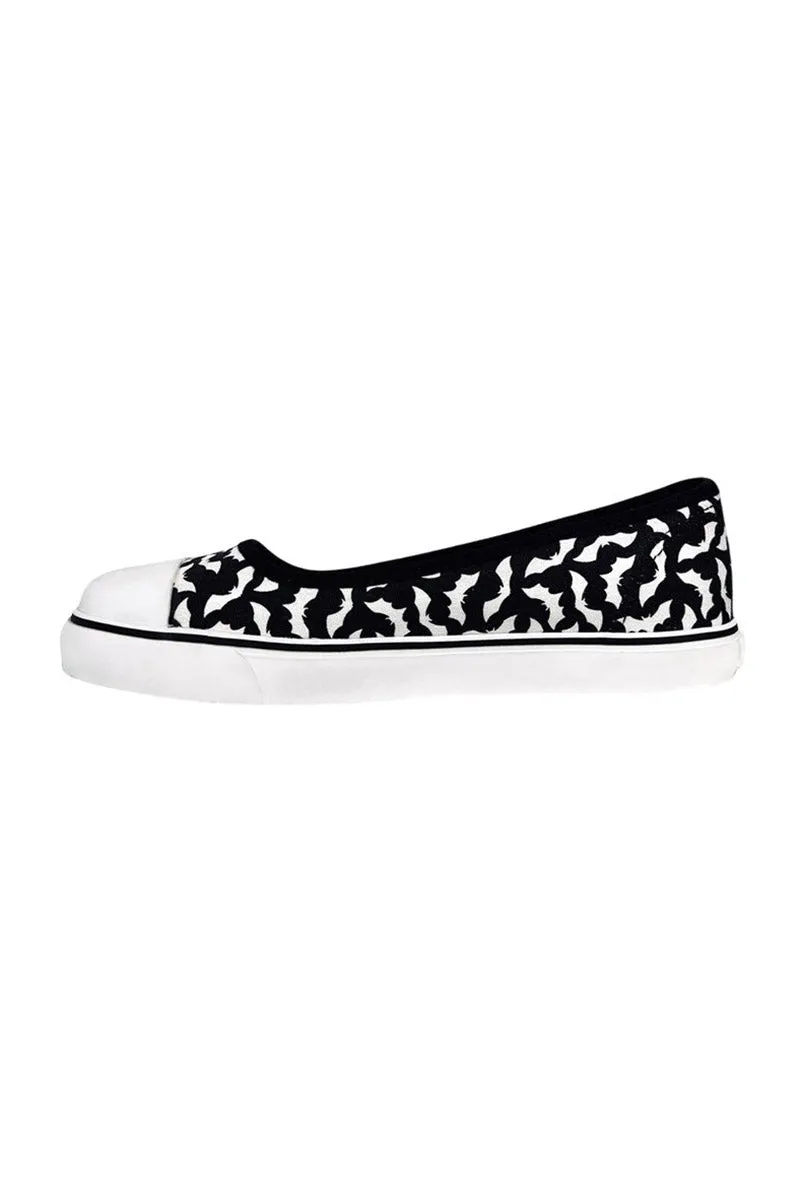 Emily Bat Sneaker Flats [Black/White]