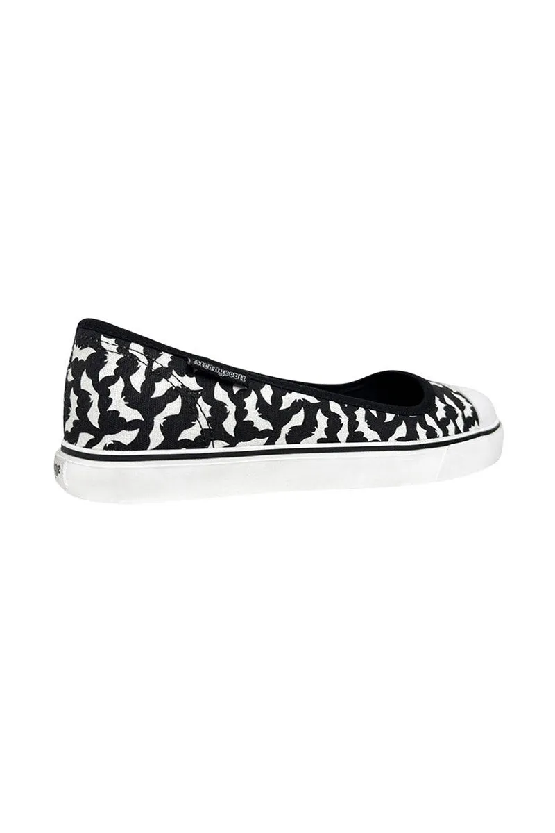 Emily Bat Sneaker Flats [Black/White]