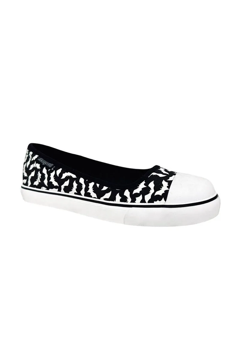 Emily Bat Sneaker Flats [Black/White]