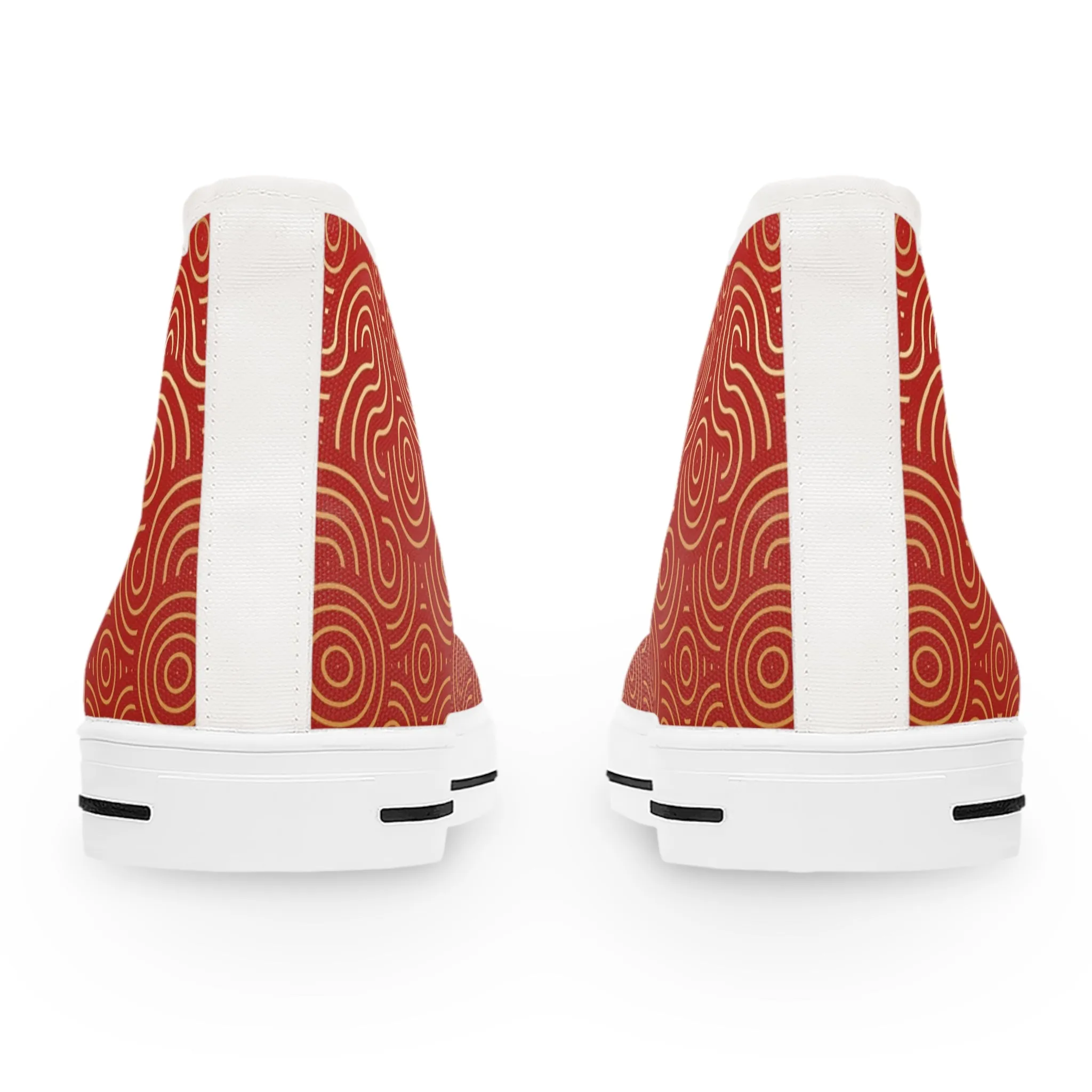 Golden Pattern Red Background Women's High Top Sneakers