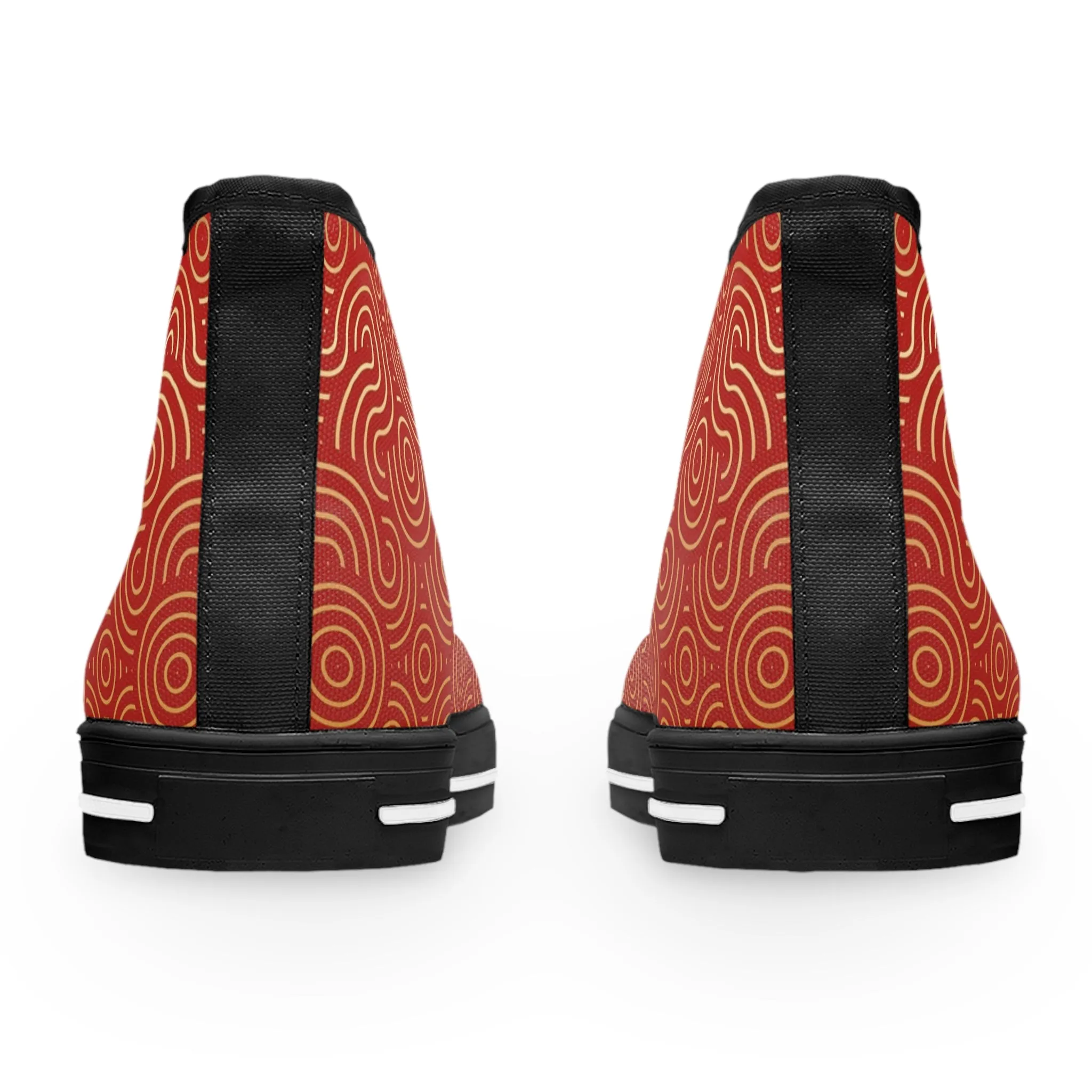 Golden Pattern Red Background Women's High Top Sneakers