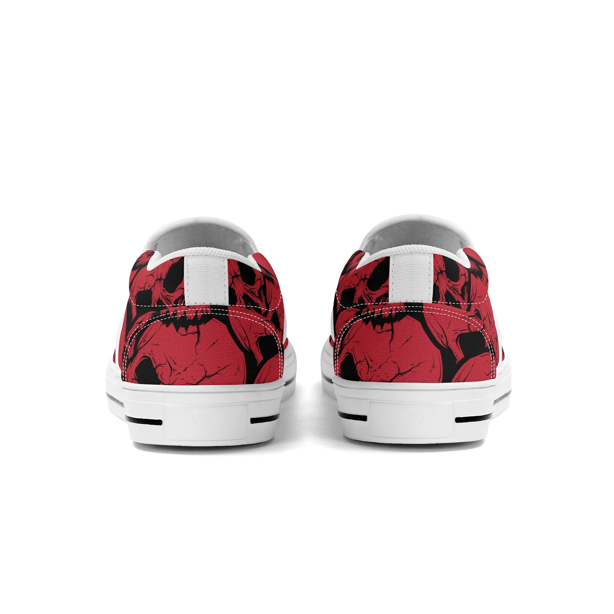 Gothic Red Skull Design Slip On Shoes