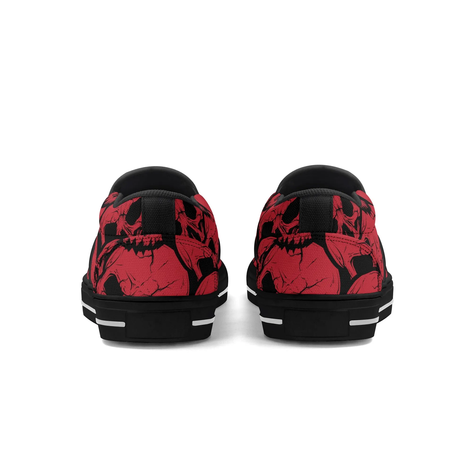 Gothic Red Skull Design Slip On Shoes