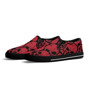 Gothic Red Skull Design Slip On Shoes
