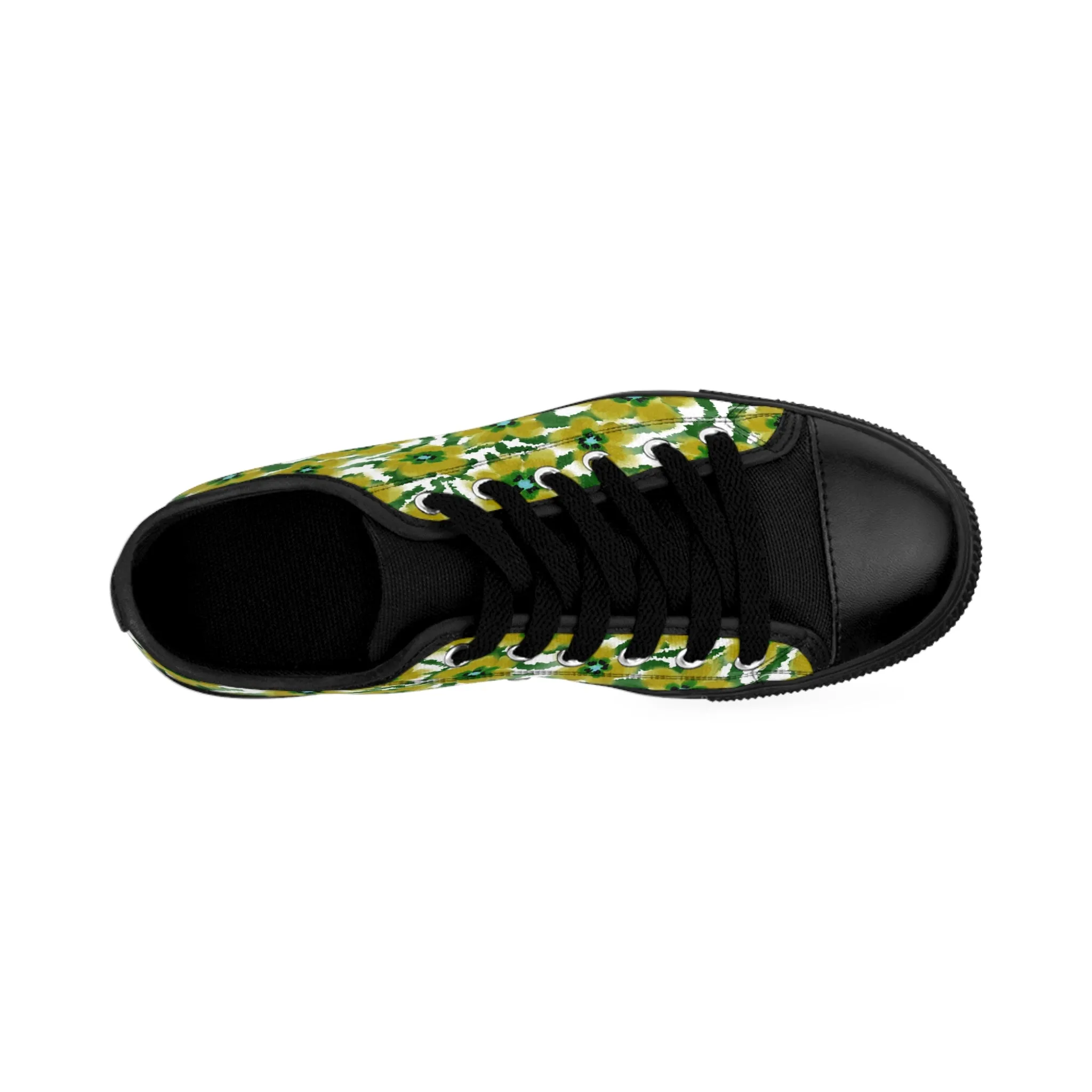 Green and Yellow Flowers Women's Sneakers