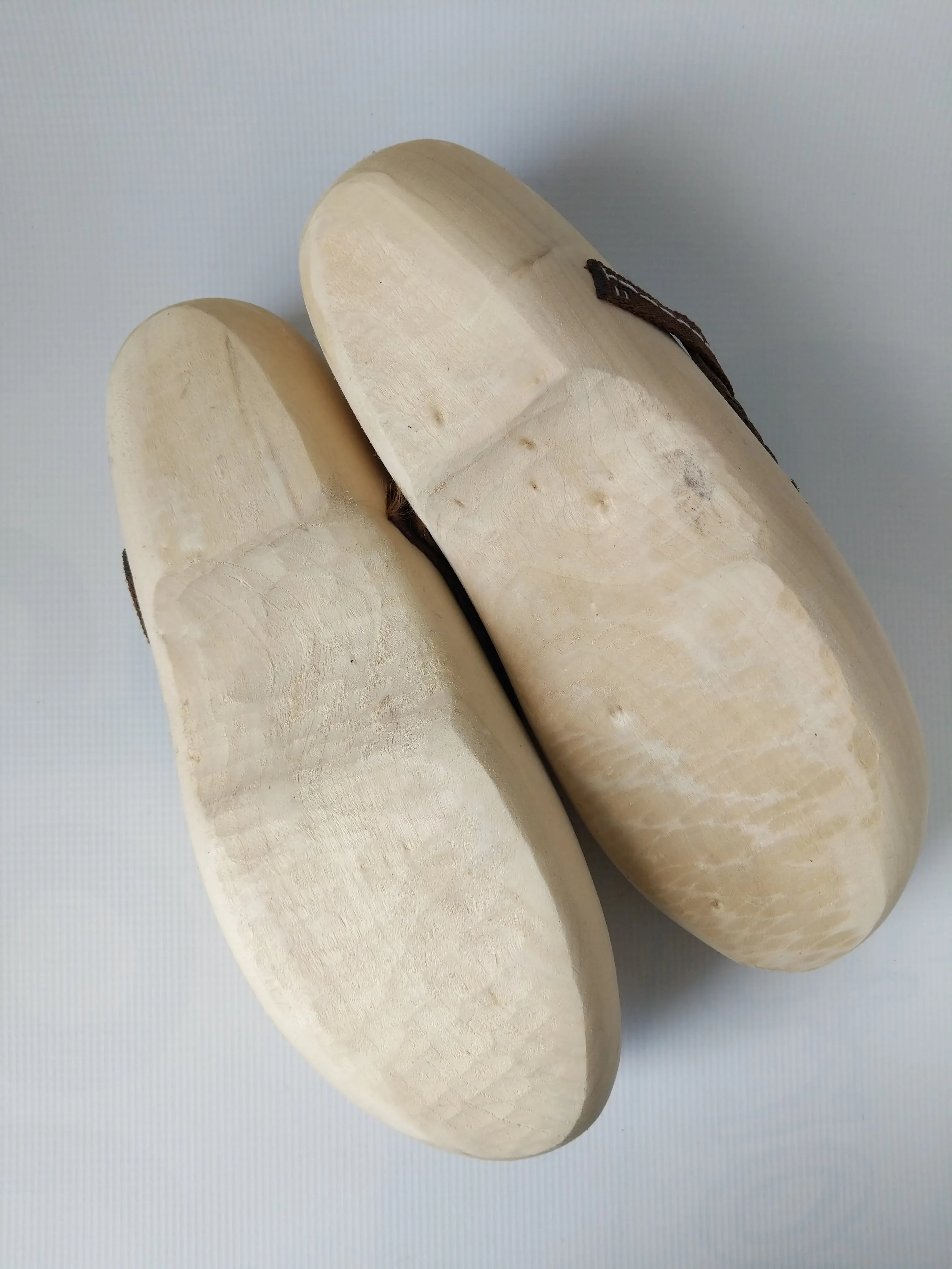 Hand Made Wooden Shoes CLOGS with leather front
