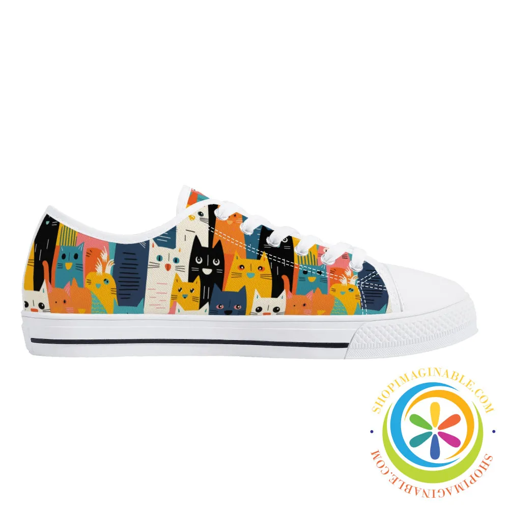Happy Cat Lady Ladies Low Top Canvas Shoes