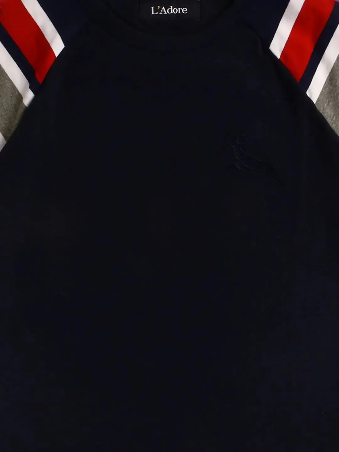 Kids Black Colourblocked Round Neck Cotton T-shirt