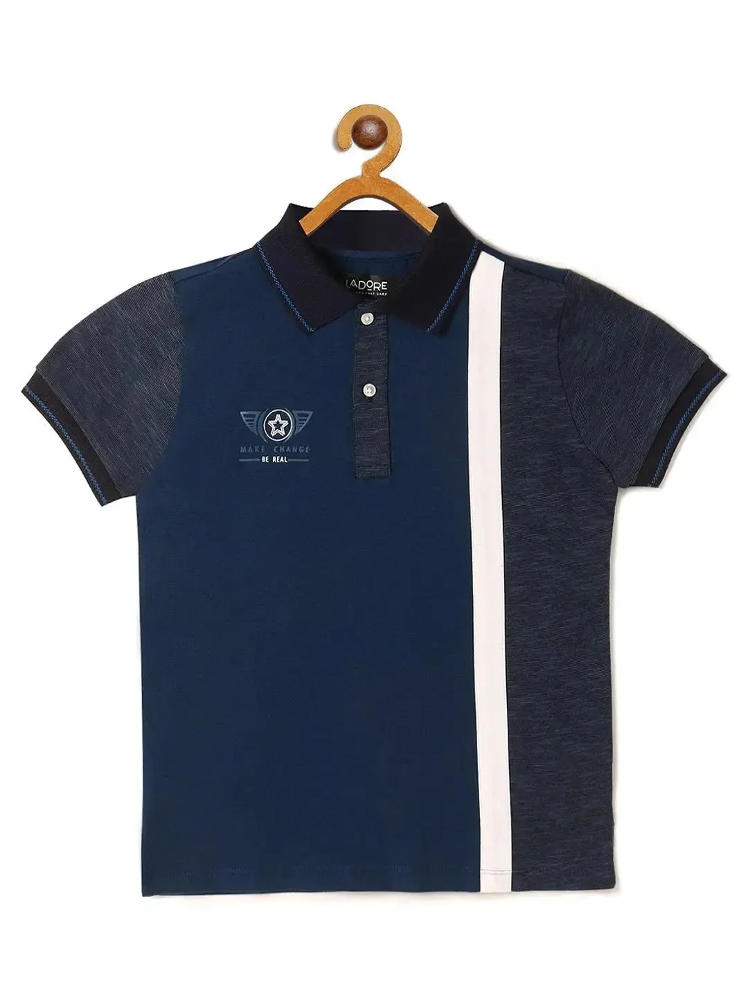 Kids Blue Cut and Sew Polo Cotton T-shirt