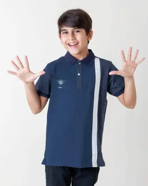 Kids Blue Cut and Sew Polo Cotton T-shirt