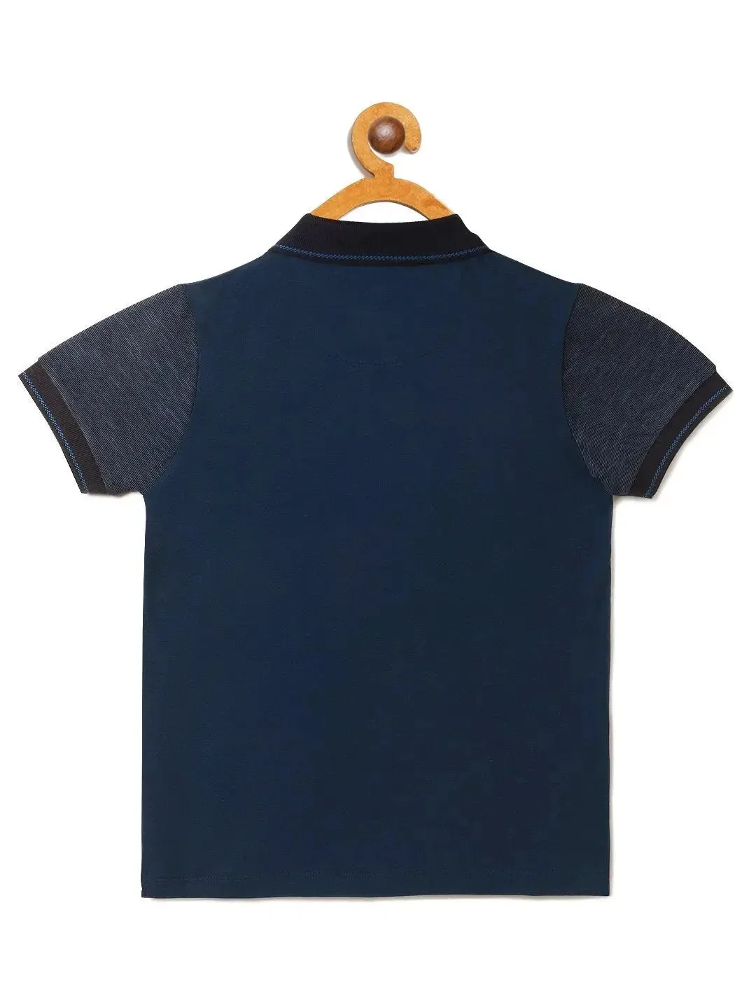 Kids Blue Cut and Sew Polo Cotton T-shirt