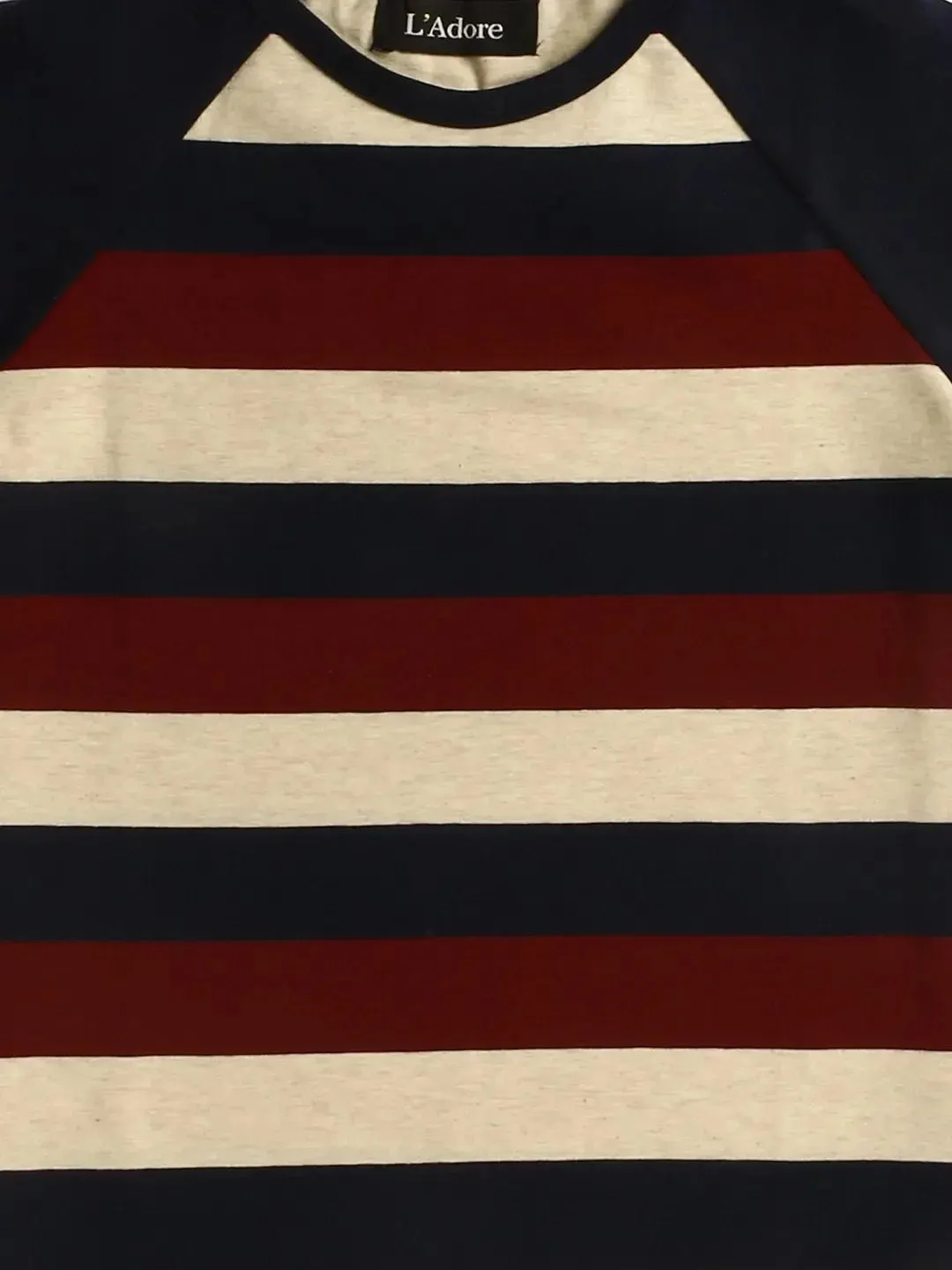 Maroon and Blue Striped Half Sleeve T-shirt