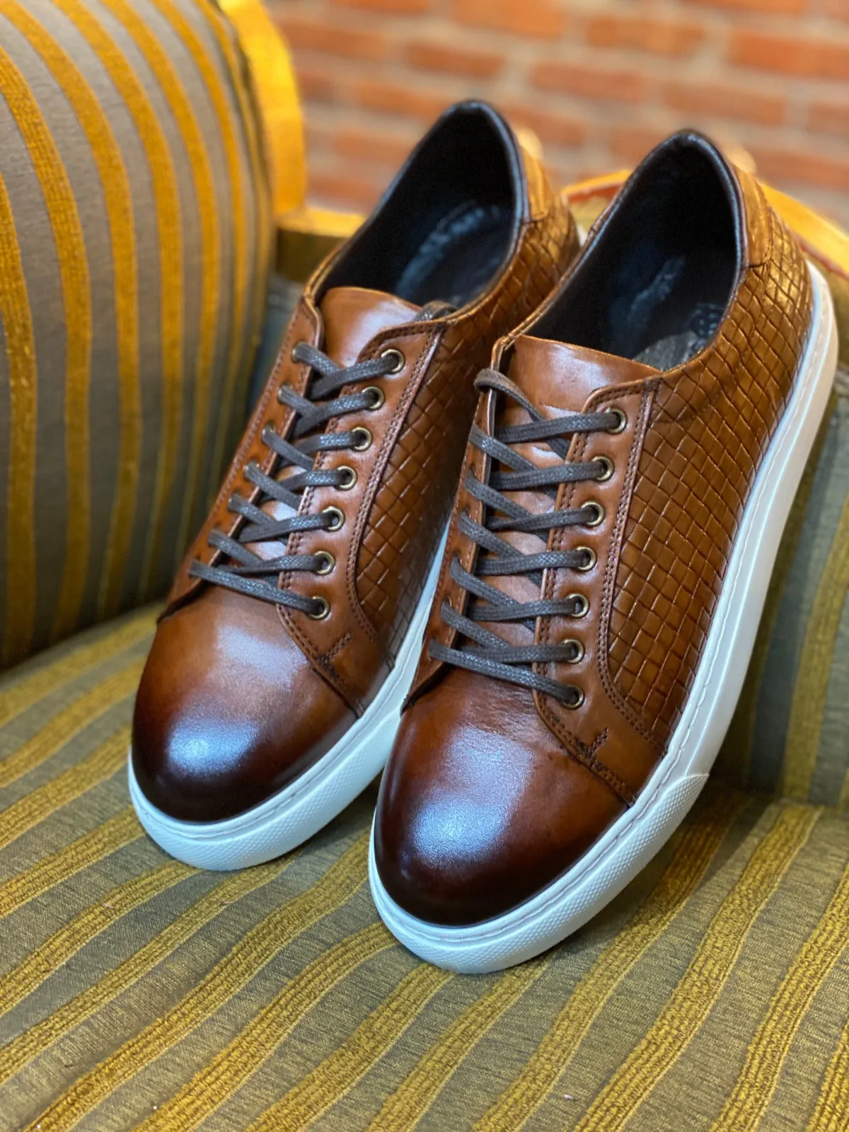 Morris Custom Made Brown Leather Sneakers