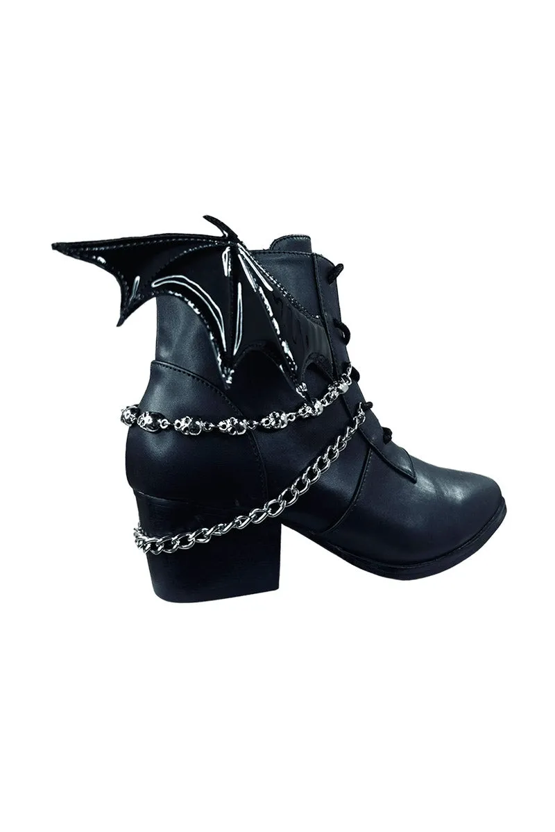 Nadja Bat Wing Boots [Black/Silver]