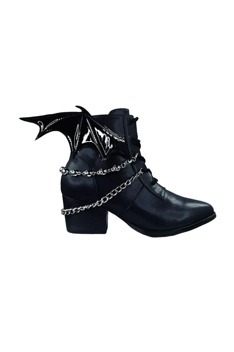 Nadja Bat Wing Boots [Black/Silver]