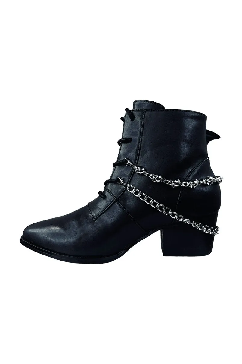 Nadja Bat Wing Boots [Black/Silver]