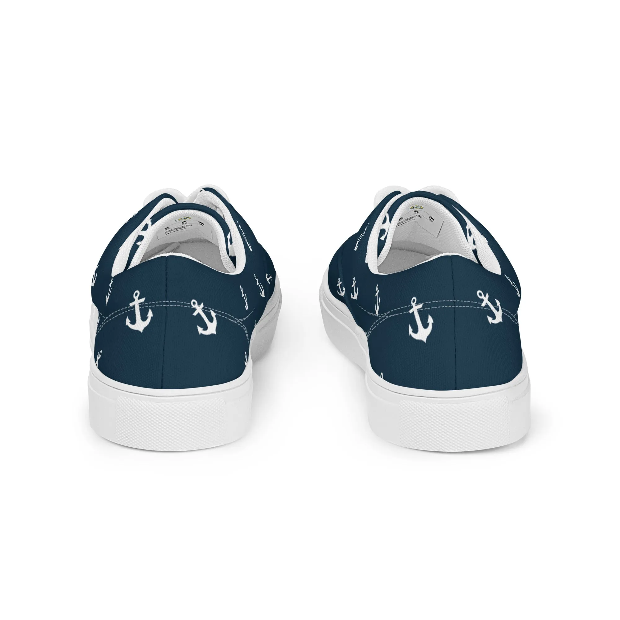 Nautical Anchor Design Women’s lace-up canvas shoes, Nautical Blue Sneakers