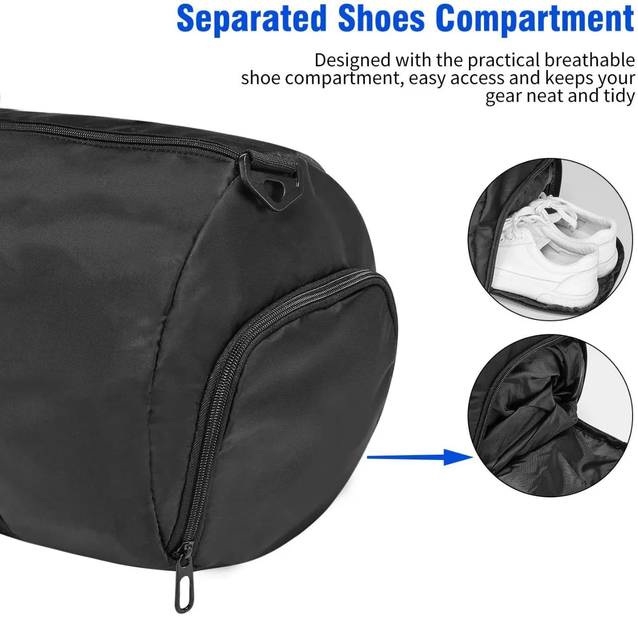 Repton Fitness Gears Premium Foldable Gym Duffle Bag | Barrel Bag with Integrated Shoe Compartment - A Professional Travel and Workout Companion for Organized, Active Lifestyles