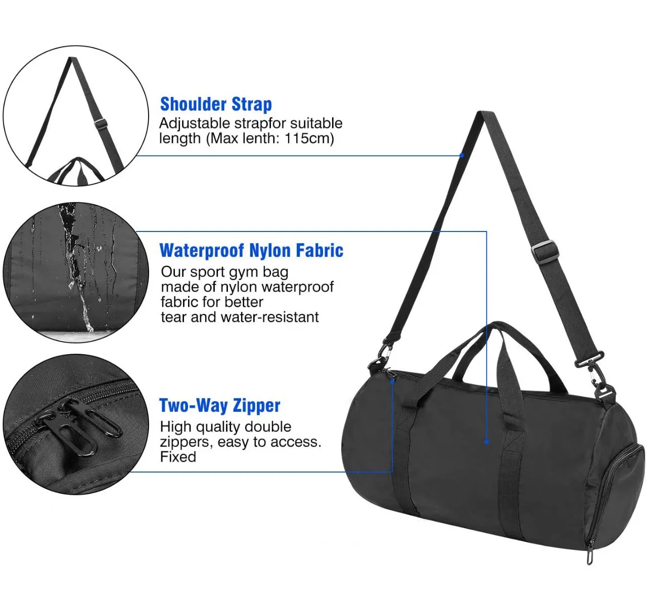 Repton Fitness Gears Premium Foldable Gym Duffle Bag | Barrel Bag with Integrated Shoe Compartment - A Professional Travel and Workout Companion for Organized, Active Lifestyles