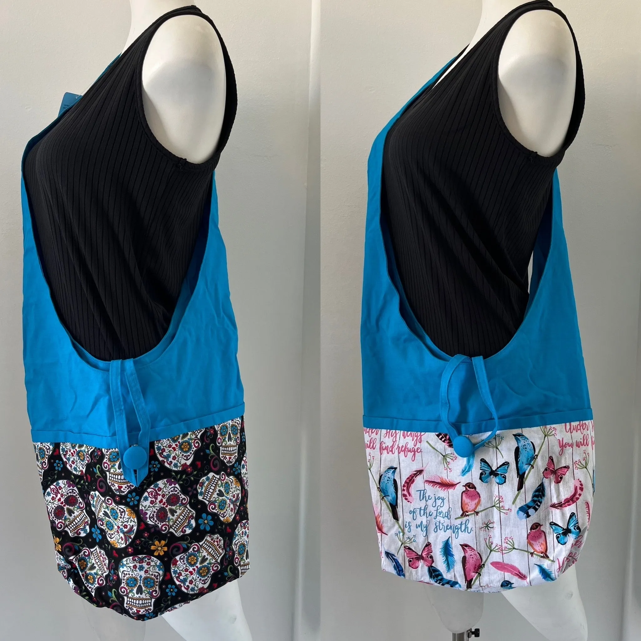 Skull Reversible Hobo Shoulder Bag