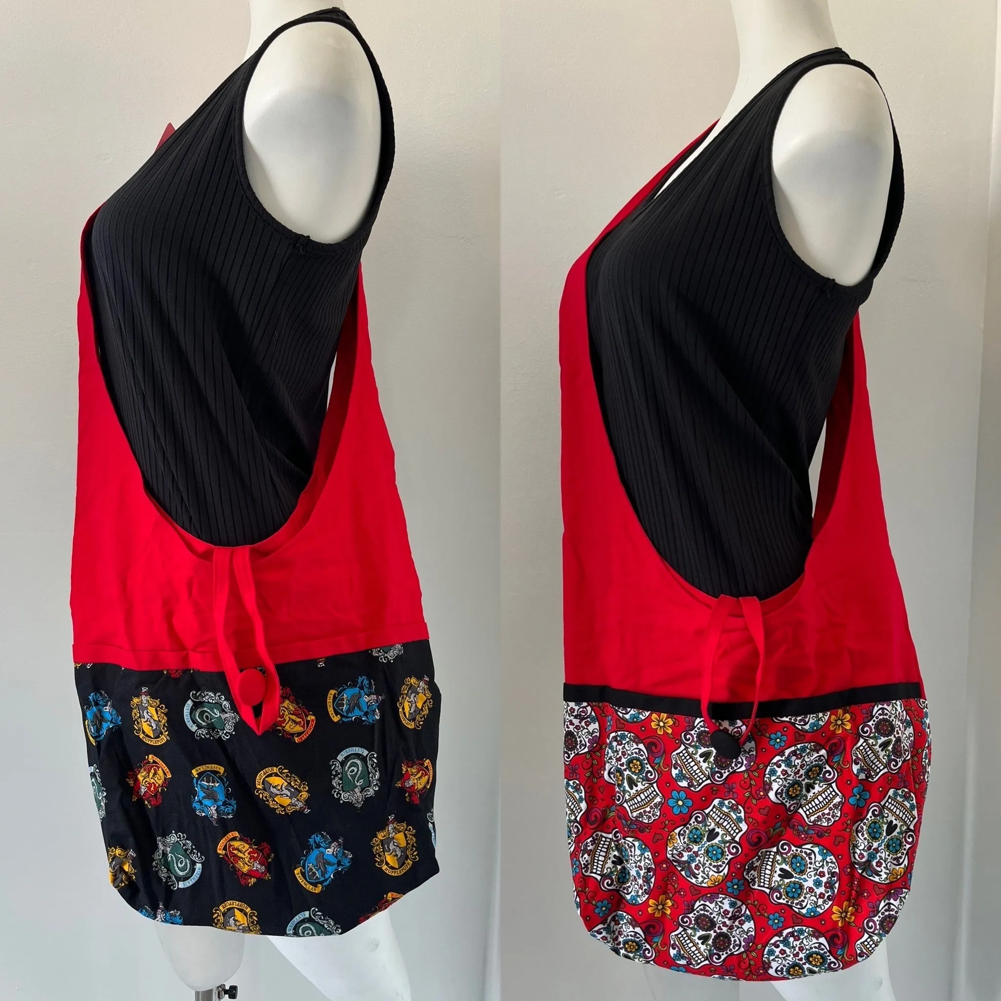 Skull Reversible Hobo Shoulder Bag
