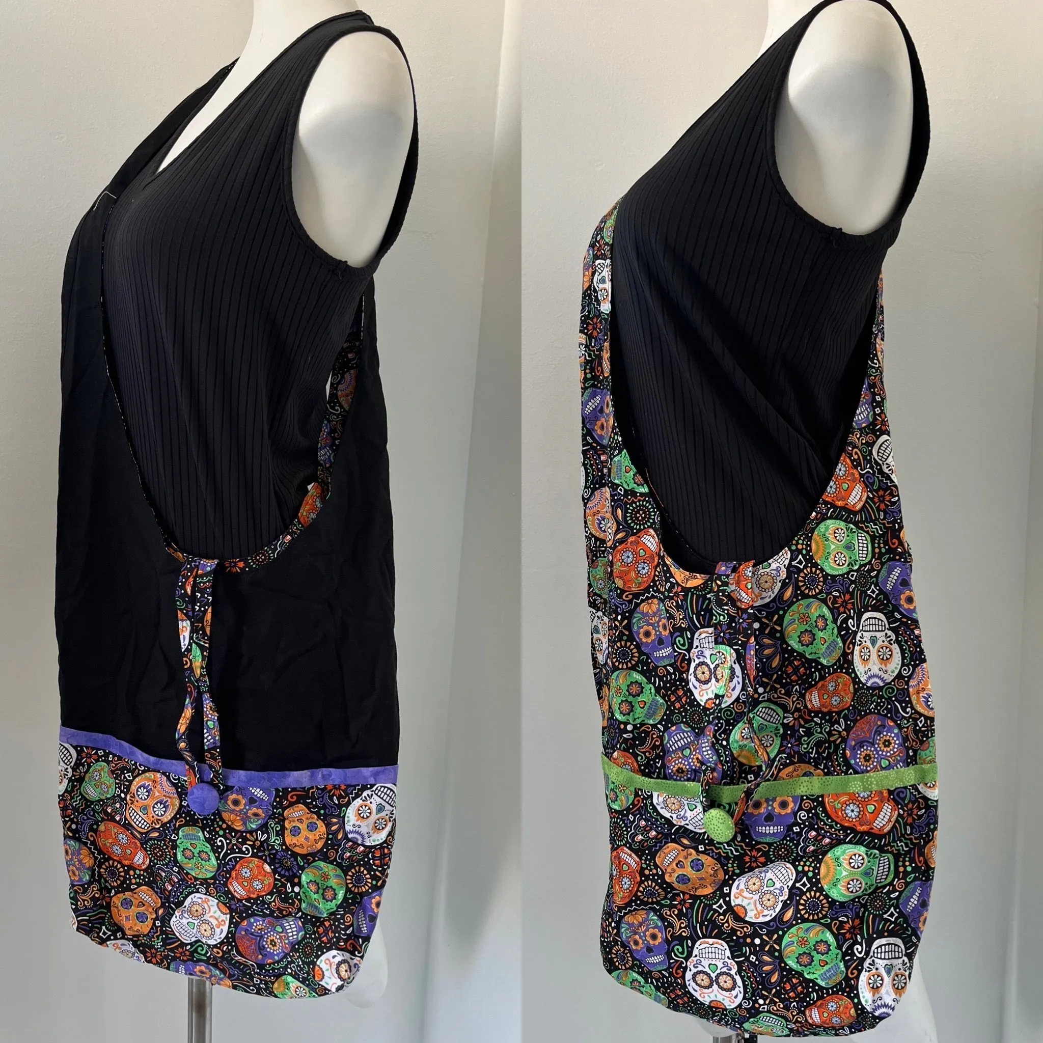Skull Reversible Hobo Shoulder Bag