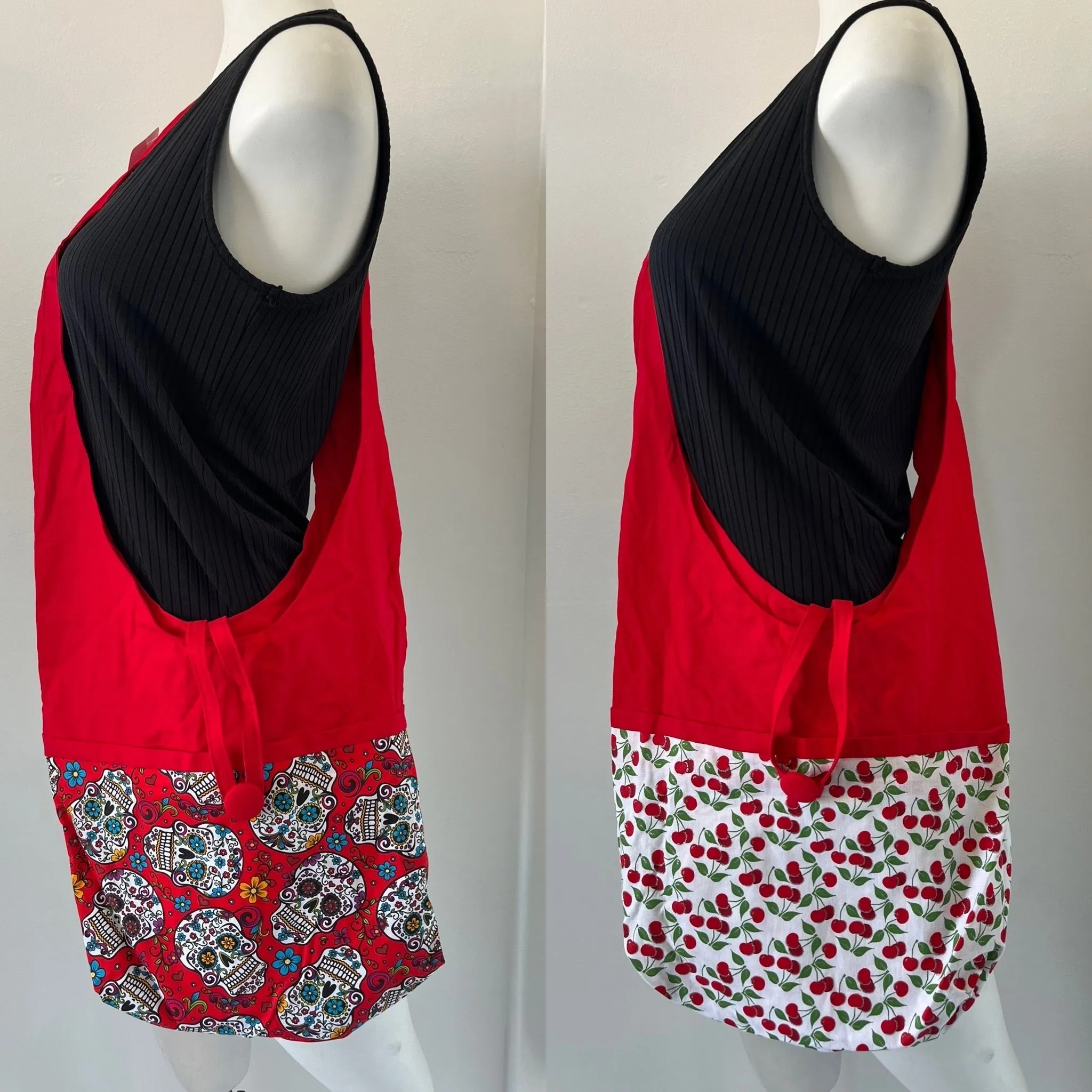 Skull Reversible Hobo Shoulder Bag
