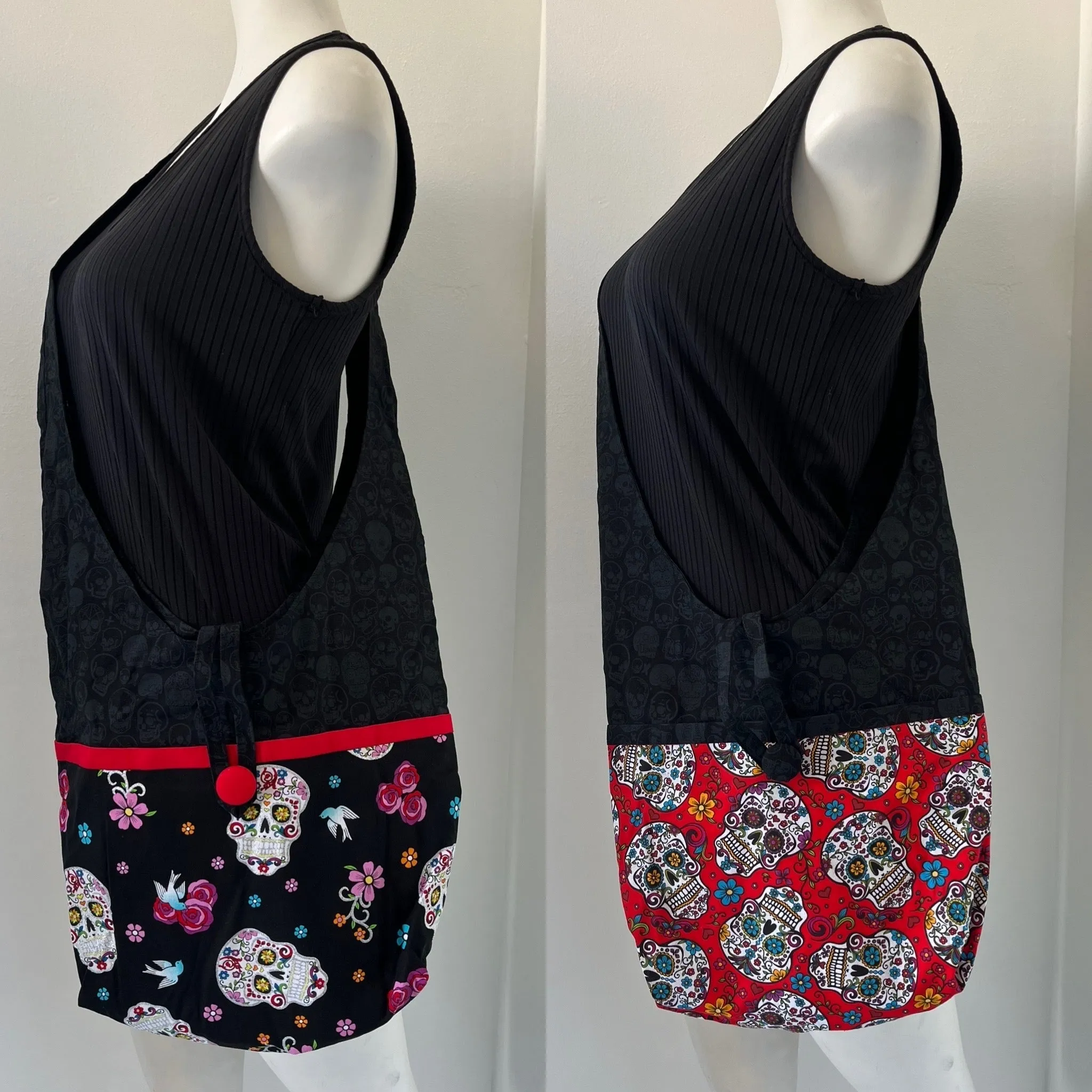 Skull Reversible Hobo Shoulder Bag