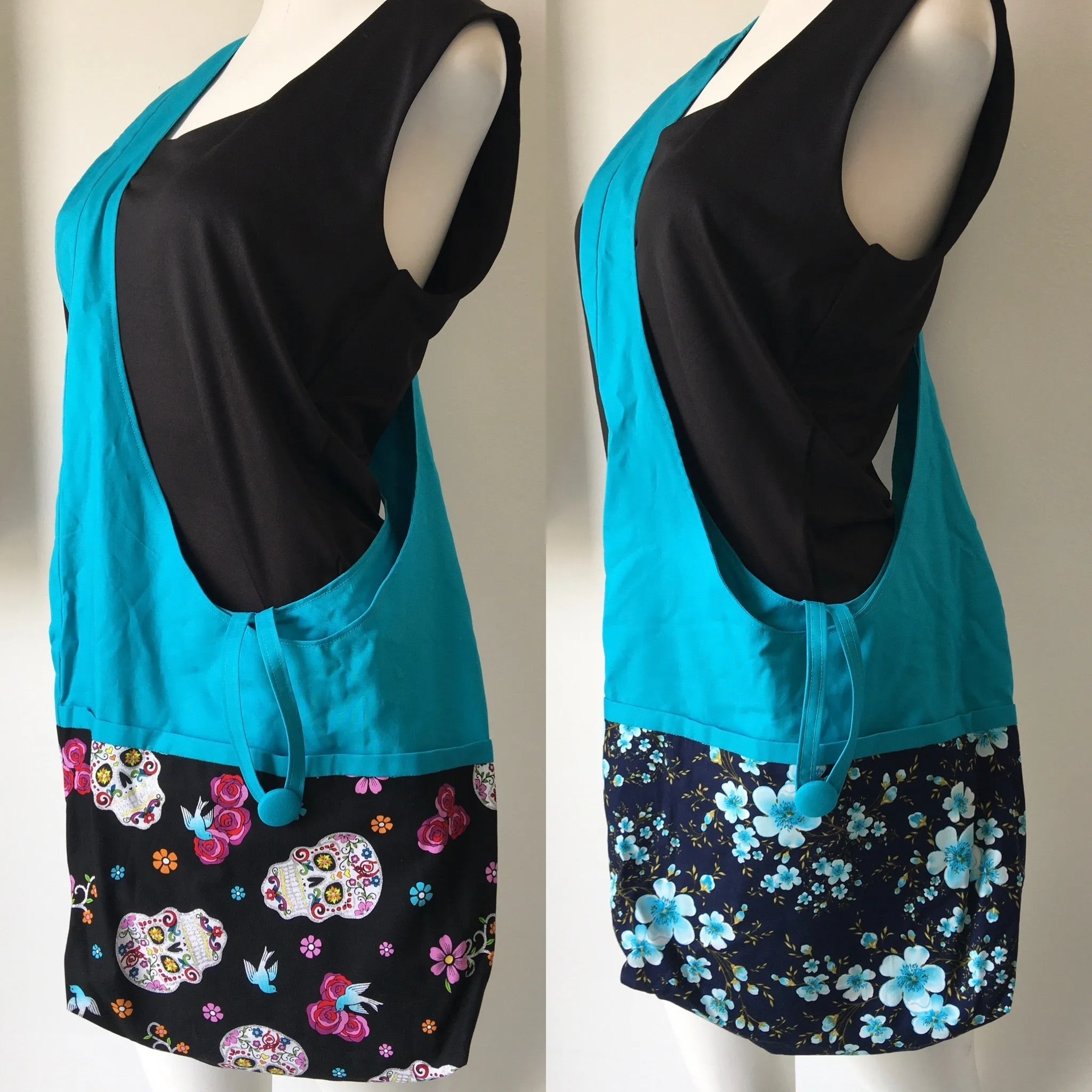 Skull Reversible Hobo Shoulder Bag