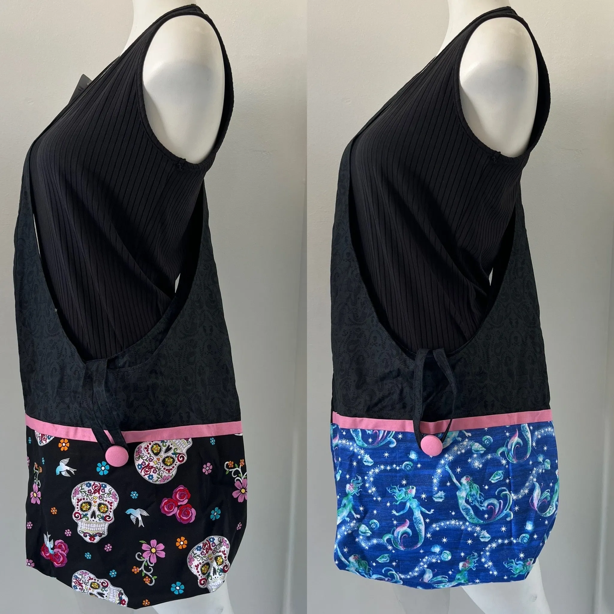 Skull Reversible Hobo Shoulder Bag
