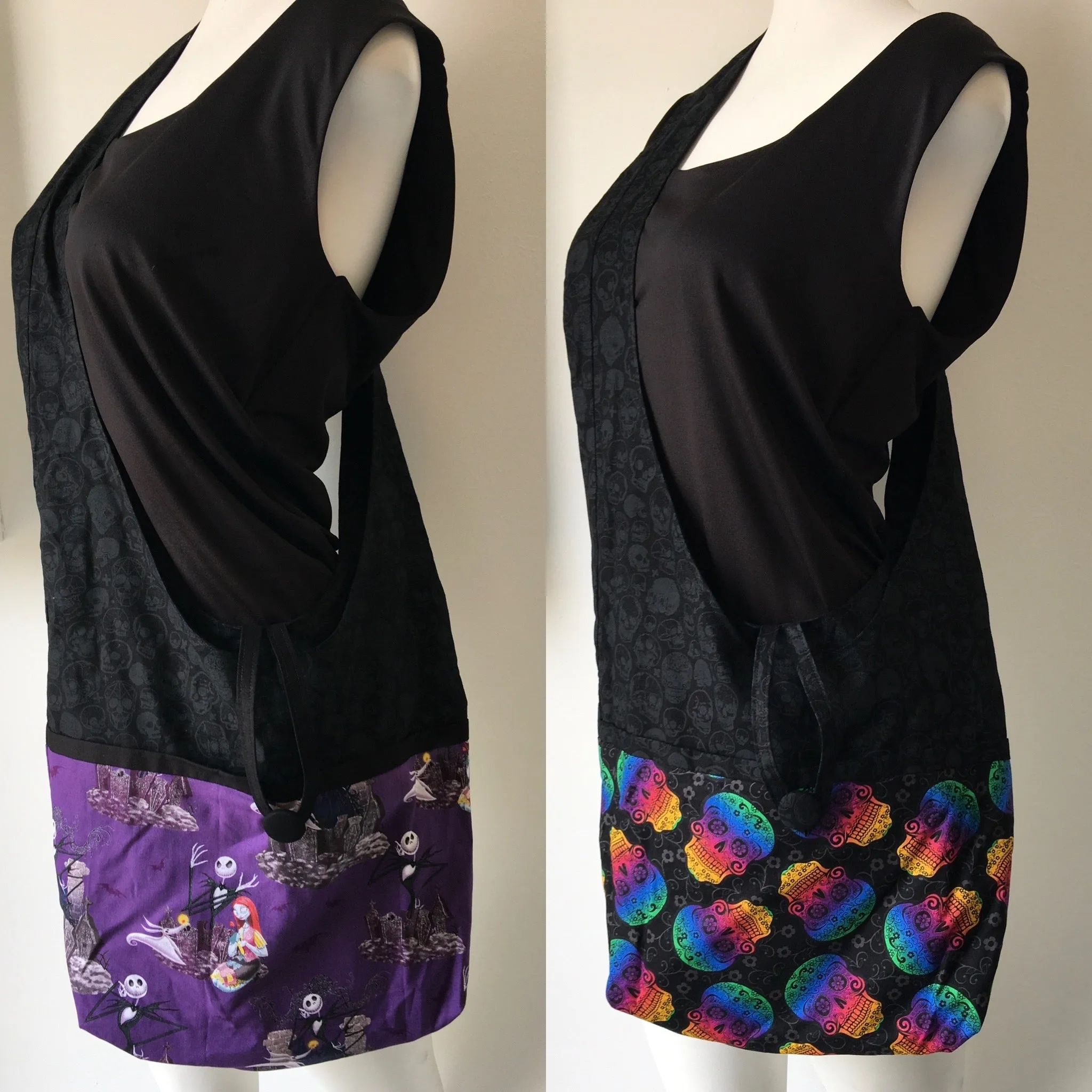 Skull Reversible Hobo Shoulder Bag