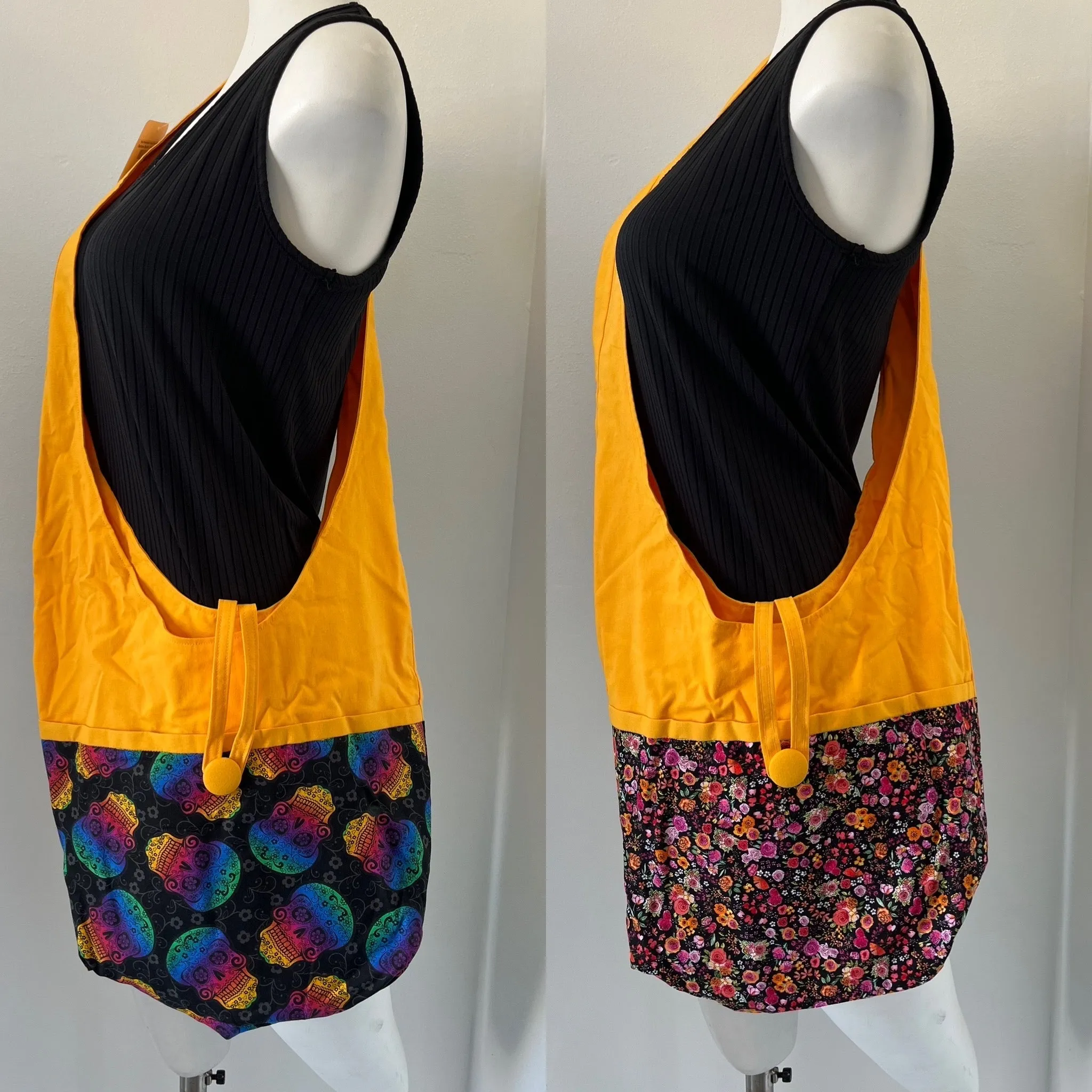 Skull Reversible Hobo Shoulder Bag