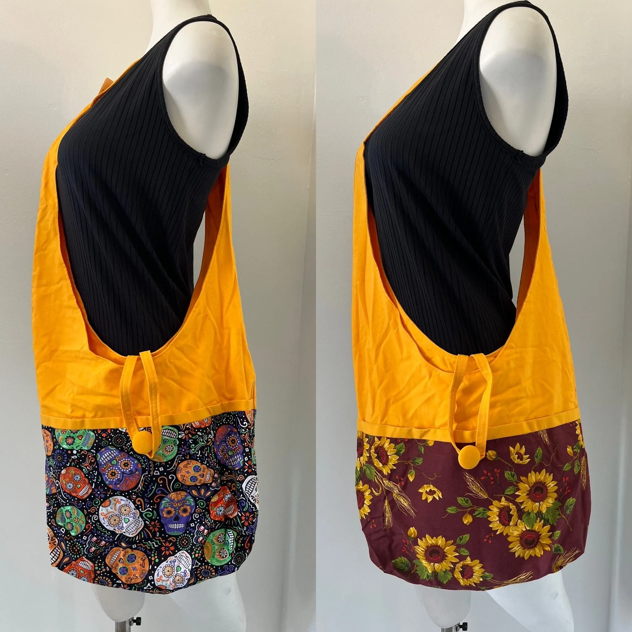 Skull Reversible Hobo Shoulder Bag