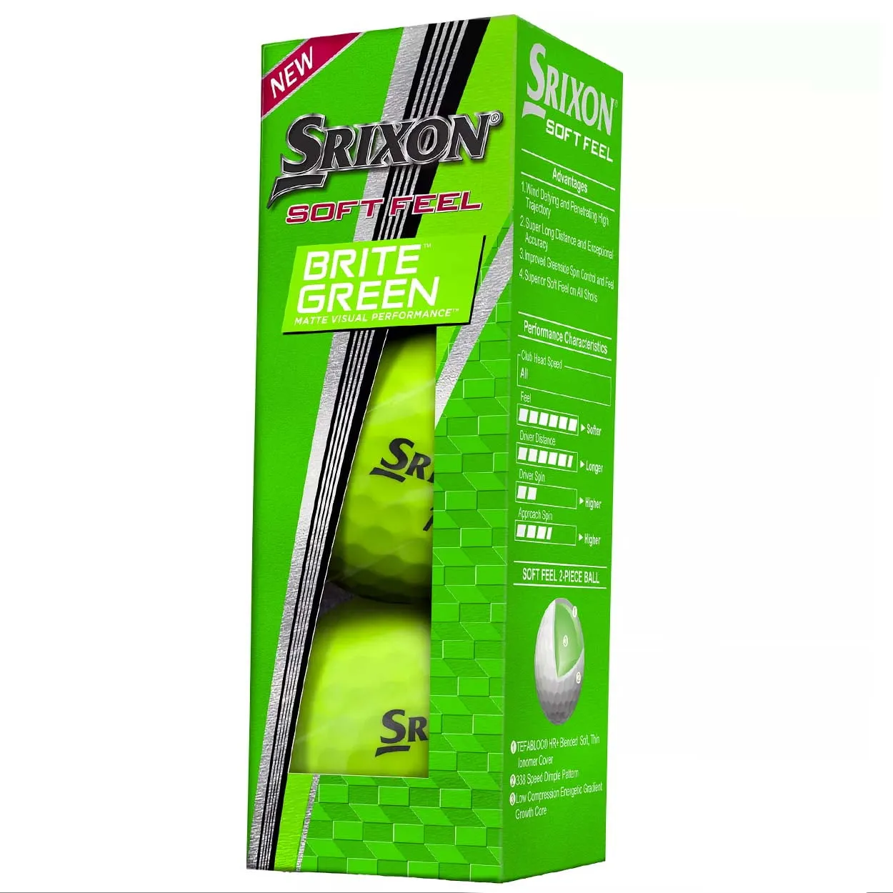 Srixon Soft Feel Brite Green Golf Ball Dozen
