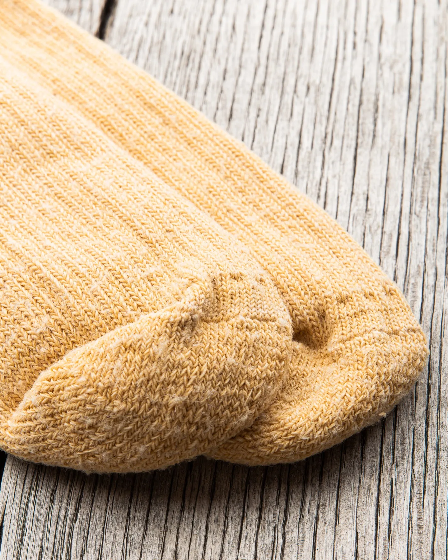 Tender Wool Rib Socks Yellow Ochre Dyed