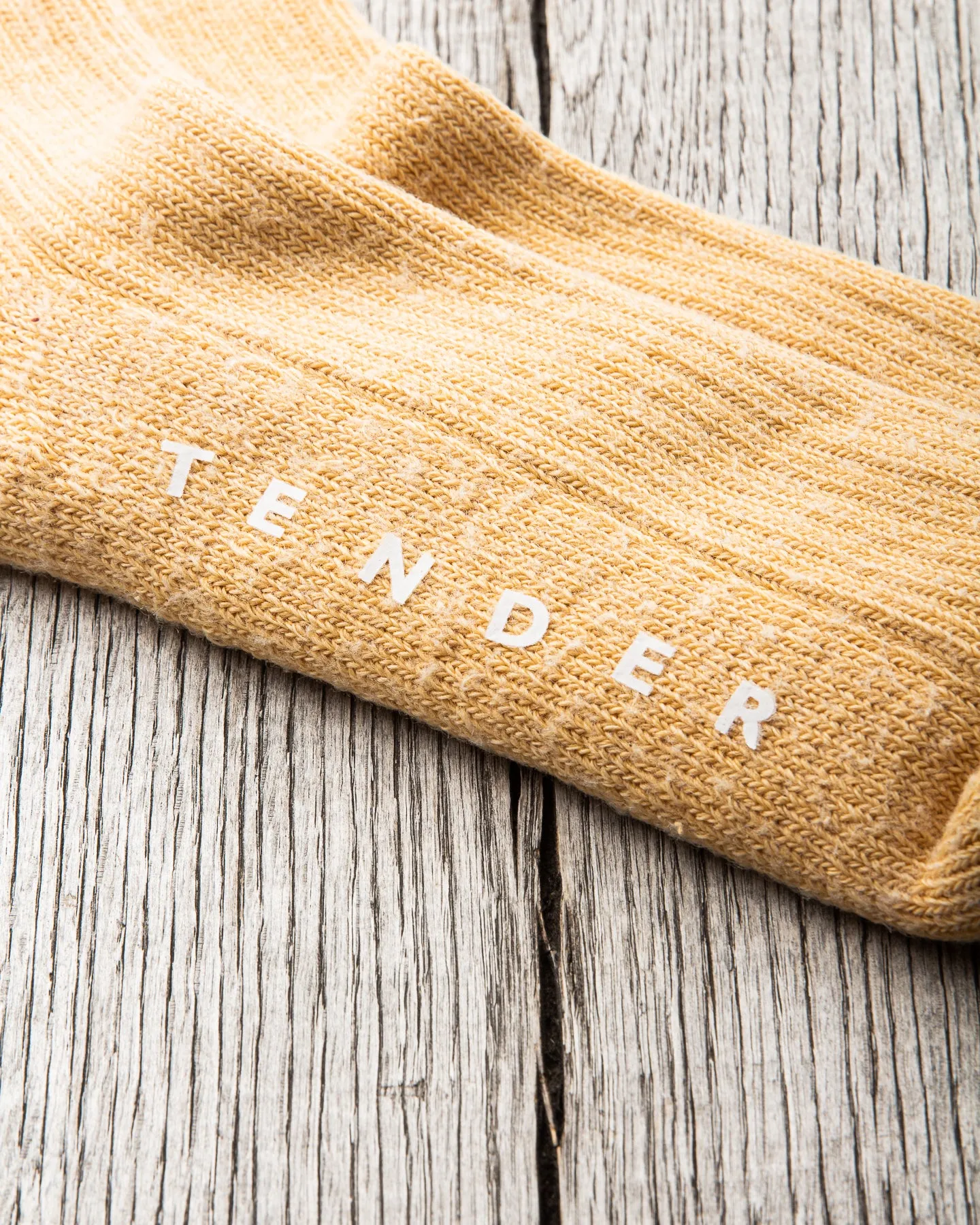 Tender Wool Rib Socks Yellow Ochre Dyed
