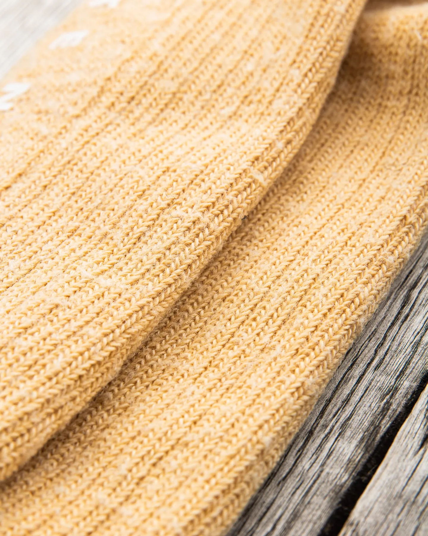 Tender Wool Rib Socks Yellow Ochre Dyed