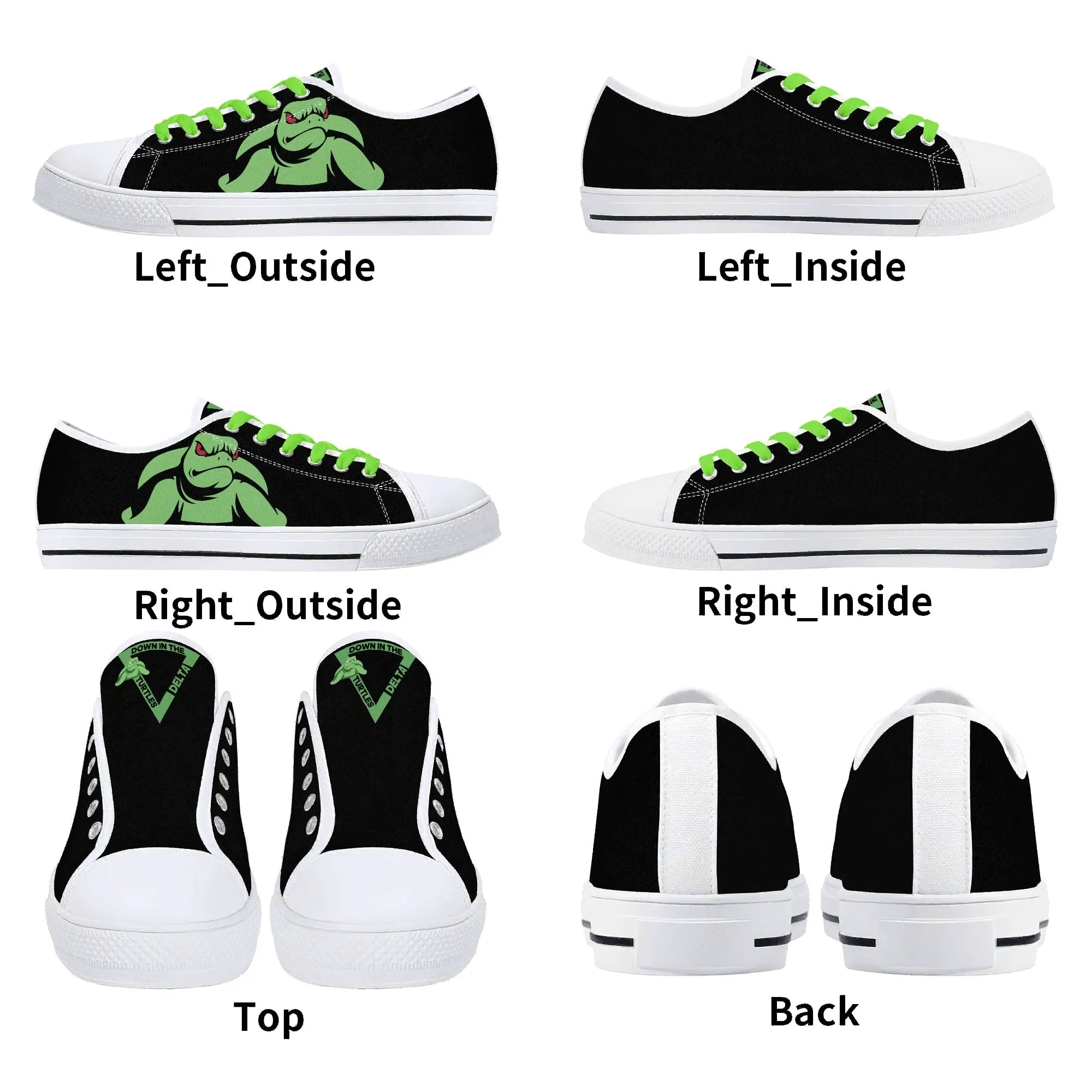 Turtles Mens Low Top Canvas Shoes - Customized Tongue