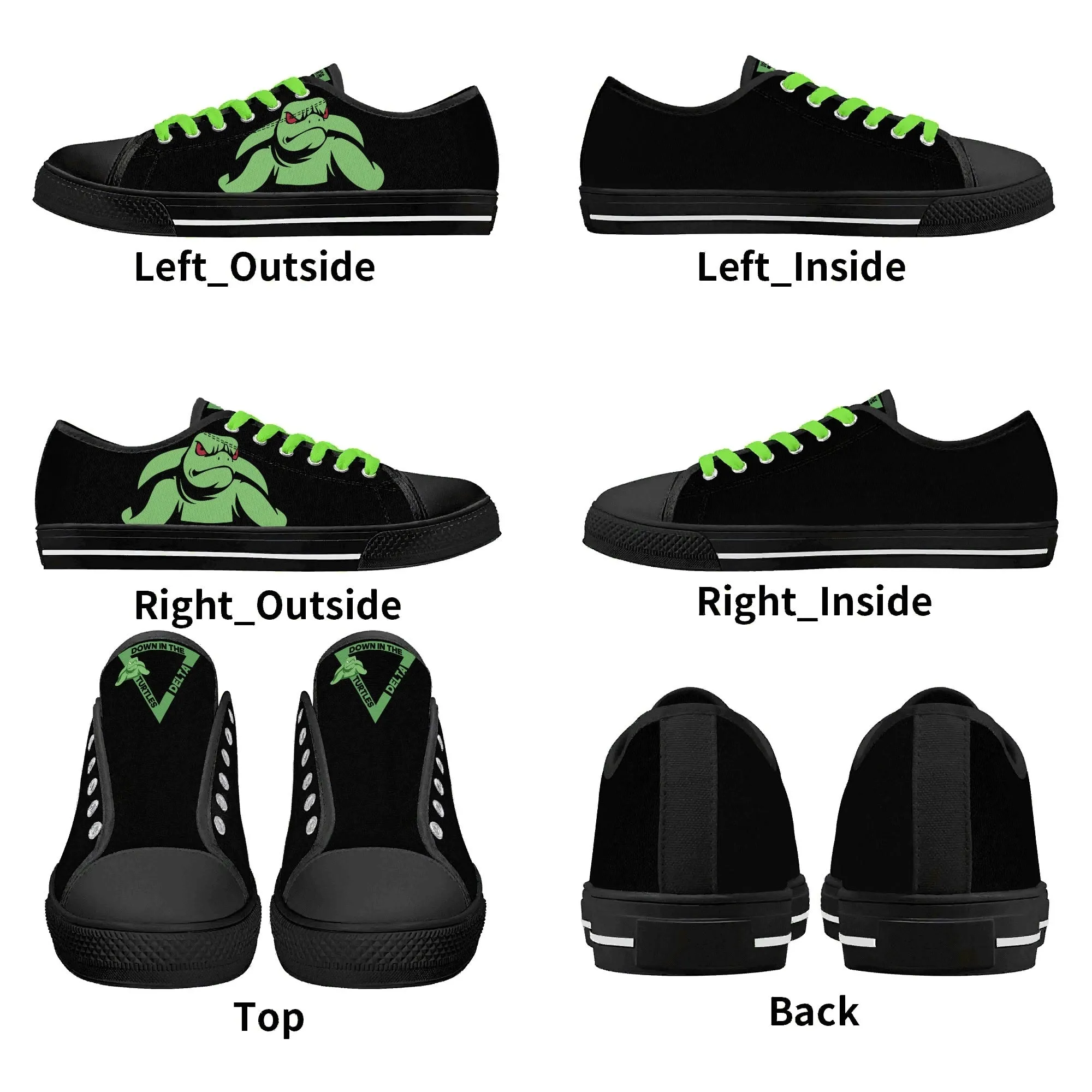 Turtles Mens Low Top Canvas Shoes - Customized Tongue