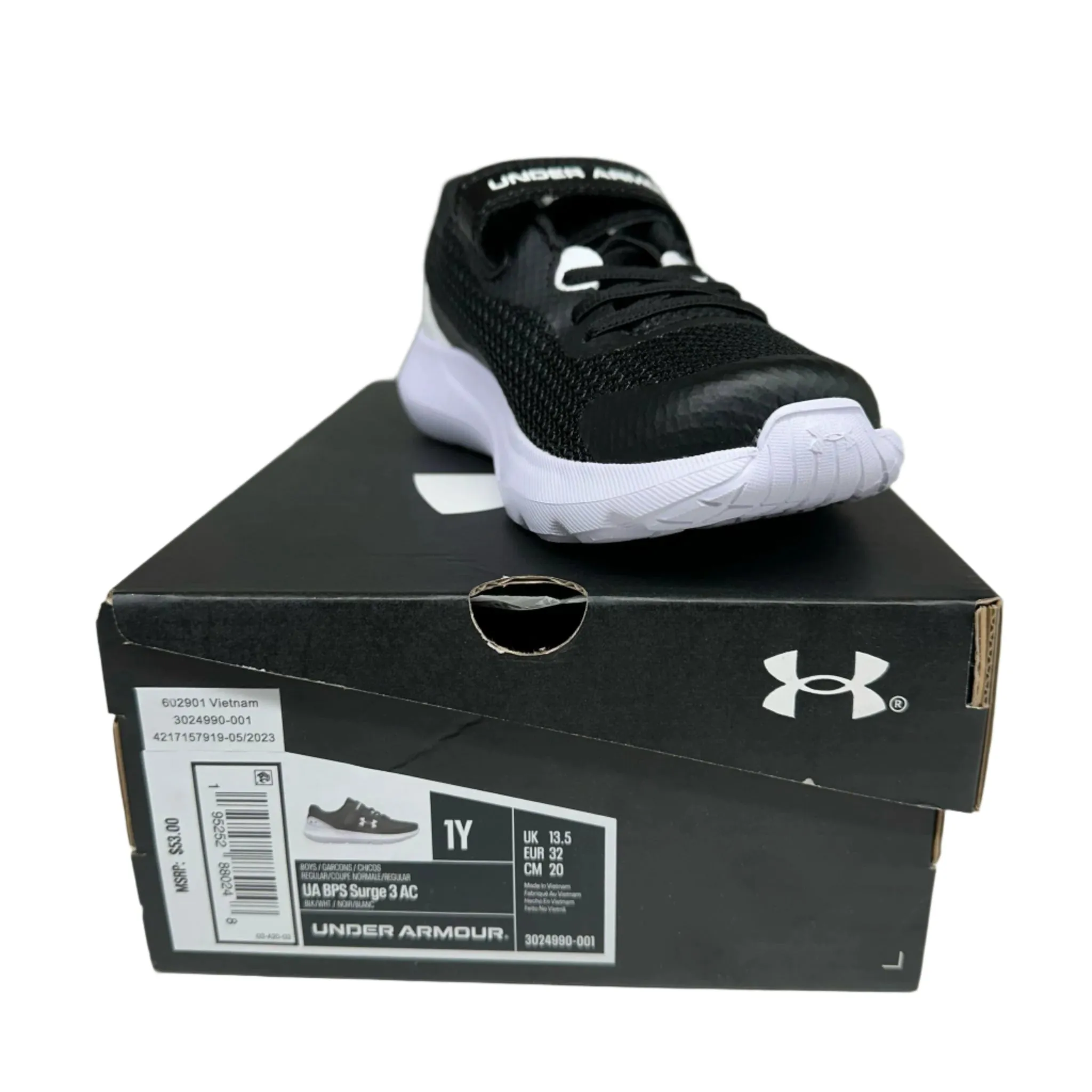 Under Armour Boys' Pre-School UA Surge 3 AC Running Shoes SIZE 1Y BOYS New