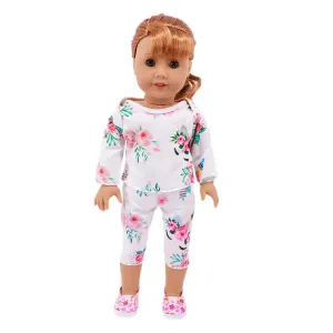 Unicorn Face Floral Pajama Set Made to Fit Popular 18 inch Dolls