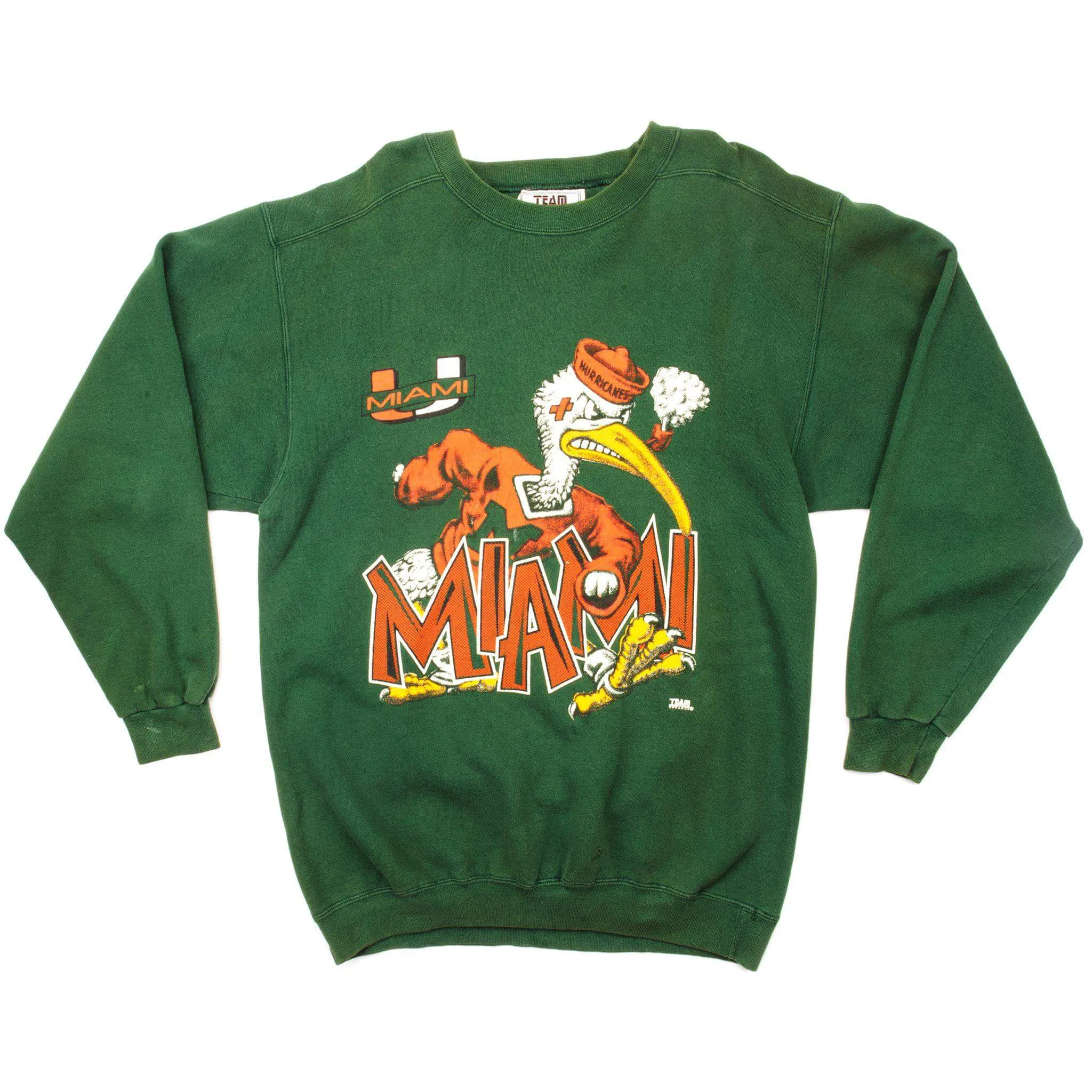VINTAGE MIAMI HURRICANES AMERICAN FOOTBALL SWEATSHIRT SIZE LARGE MADE IN USA